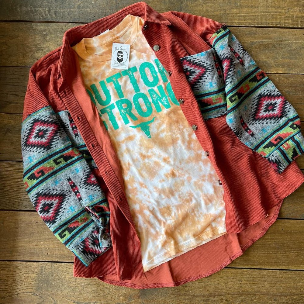 Aztec Corduroy Shirt Jacket Western Ranch